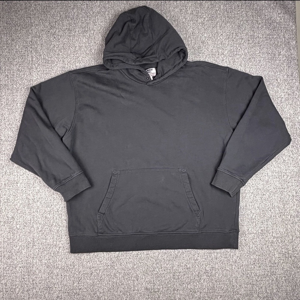 Vtg Lands End Heavyweight Cotton Hoodie Blank Pullover Sweatshirt Gray XL